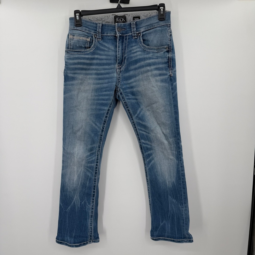 Buckle Black Fit No 3 Bootleg Jeans Mens 32R Medium Wash Distressed Bootcut‎